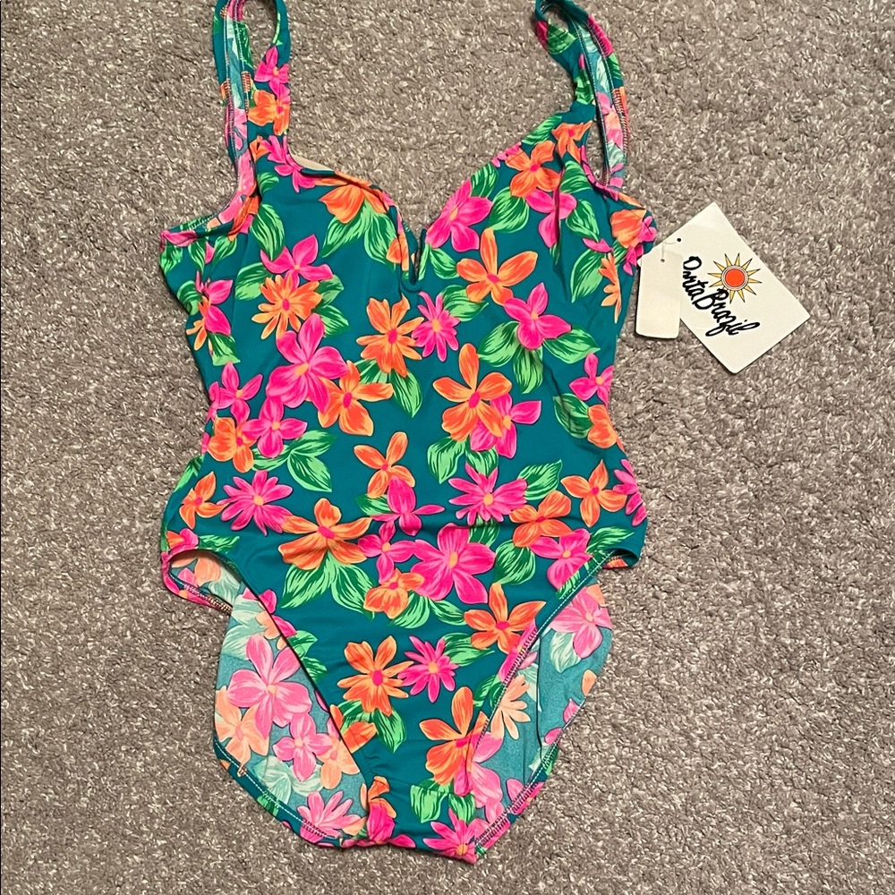 Porta Brazil Tropical Floral Women's One Piece Swimsuit, 14
